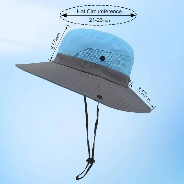 Foldable Wide Brim Sun Hat with Adjustable Chin Strap