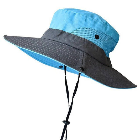 Foldable Wide Brim Sun Hat with Adjustable Chin Strap