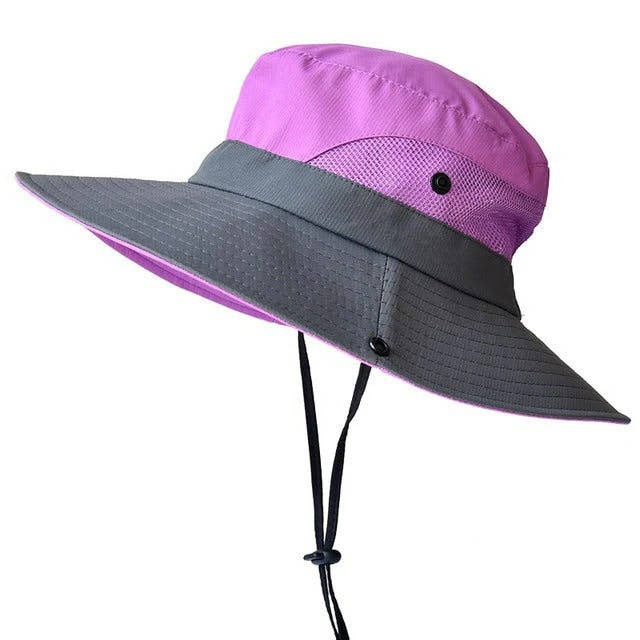 Foldable Wide Brim Sun Hat with Adjustable Chin Strap
