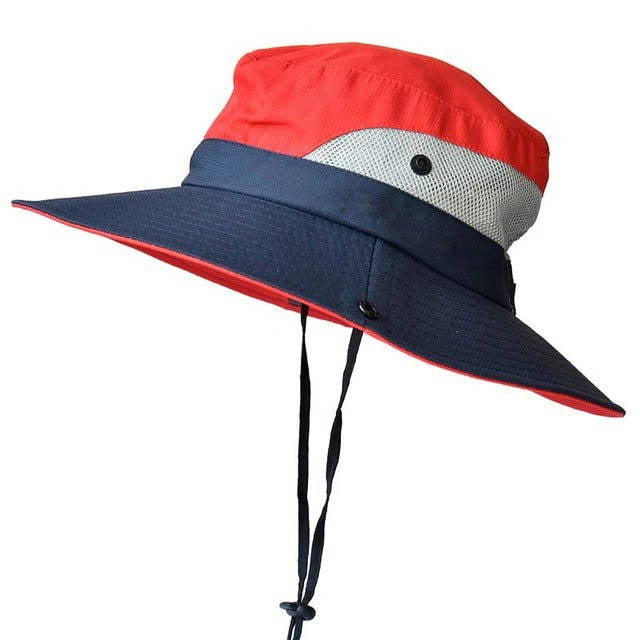 Foldable Wide Brim Sun Hat with Adjustable Chin Strap