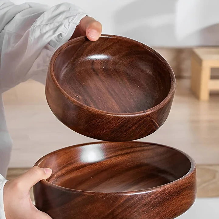 Wood Serving Bowl with for Kitchen and Dining, Set of 2