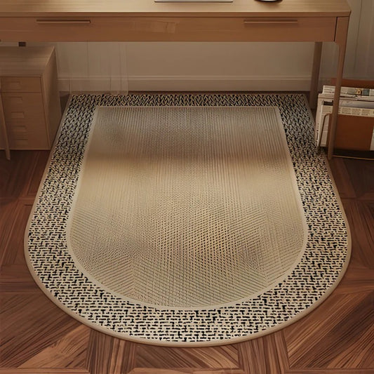 Woven Desk Area Rug with Textured Center Design