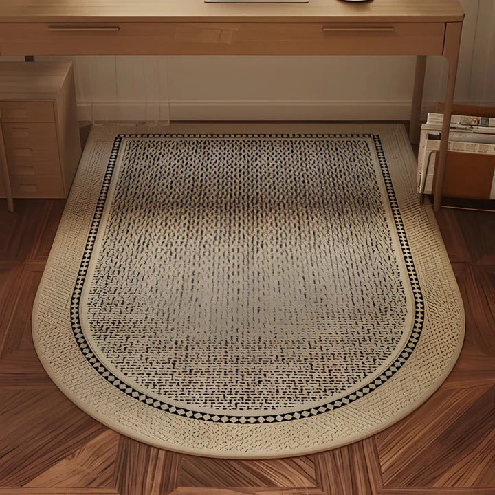Woven Desk Area Rug with Textured Center Design