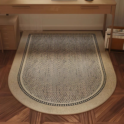 Woven Desk Area Rug with Textured Center Design