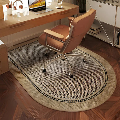 Woven Desk Area Rug with Textured Center Design