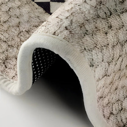 Woven Desk Area Rug with Textured Center Design