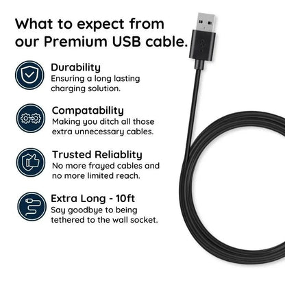 10 Ft USB Charging Cable with Extended Length
