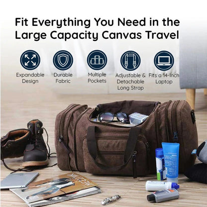 Canvas Travel Duffel Bag with Large Storage Capacity