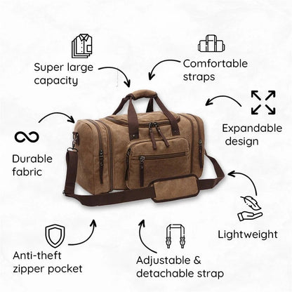 Canvas Travel Duffel Bag with Large Storage Capacity