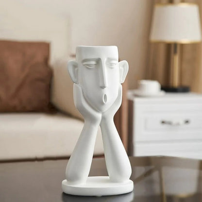 Face Shaped Plant Vase Set with Modern Sculptural Design