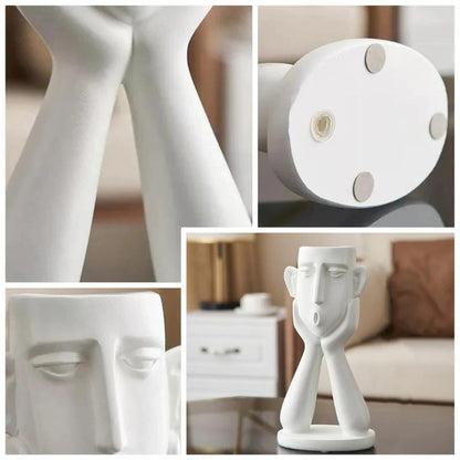 Face Shaped Plant Vase Set with Modern Sculptural Design