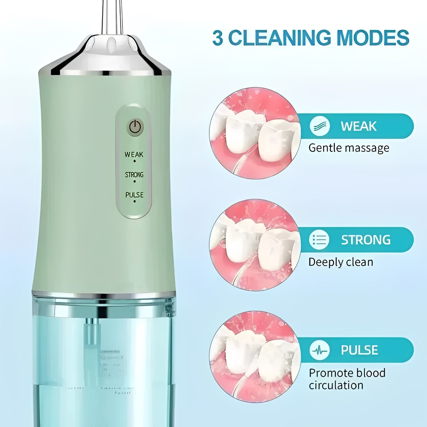 Portable Water Flosser with Removable Tank and 4 Nozzles