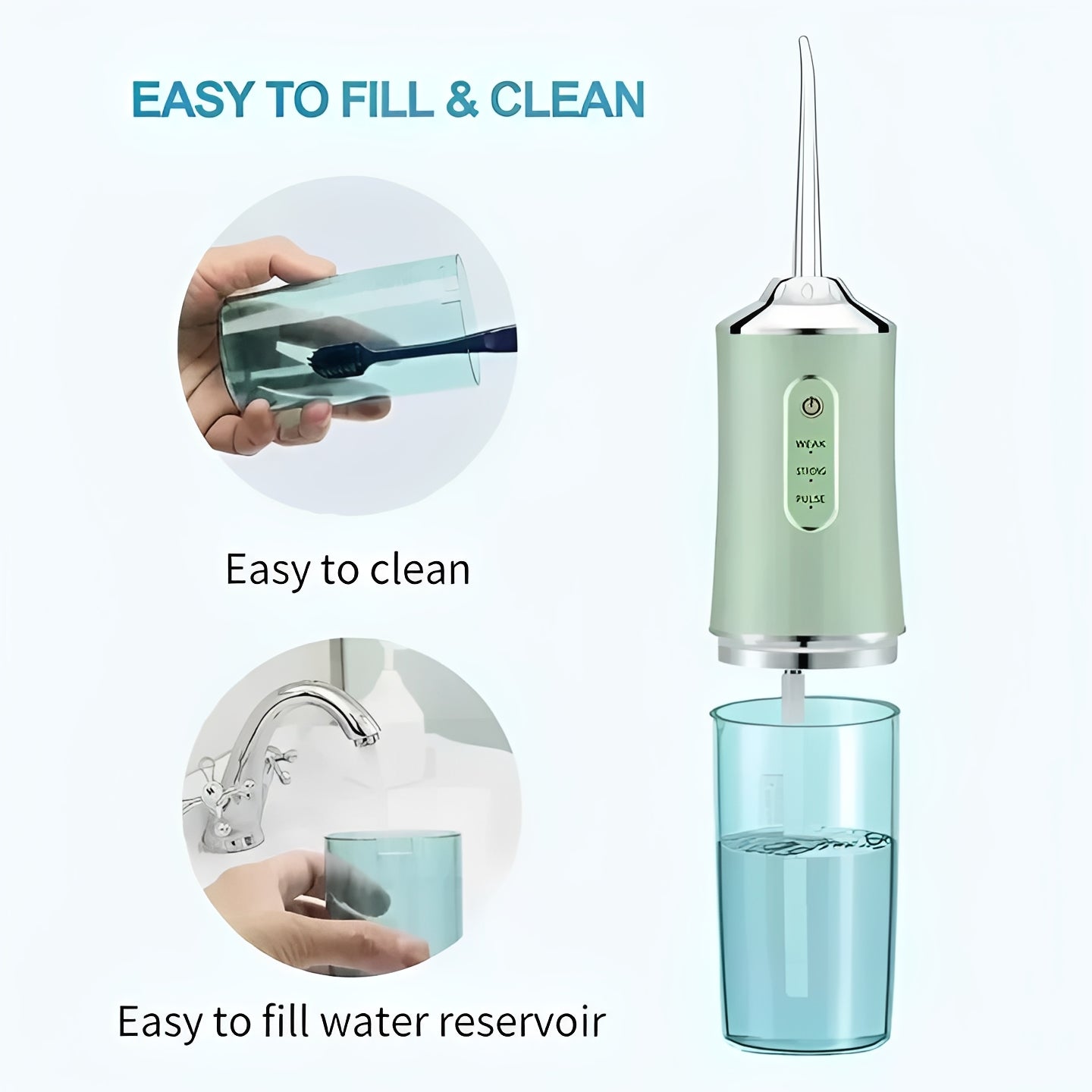 Portable Water Flosser with Removable Tank and 4 Nozzles