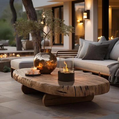 Portable Glass Cylinder Fireplace with Snuffer Tool