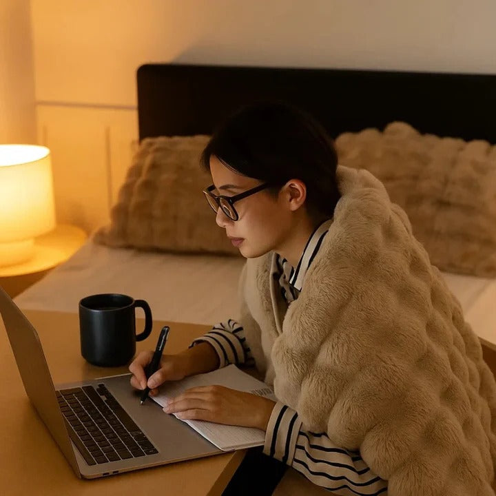 Plush Sofa Blanket with Machine Washable Fabric