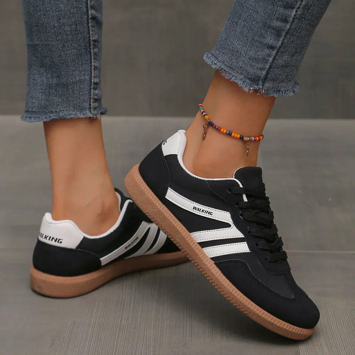 Casual Lace-Up Sneakers for Women with Lightweight Cushioned Sole