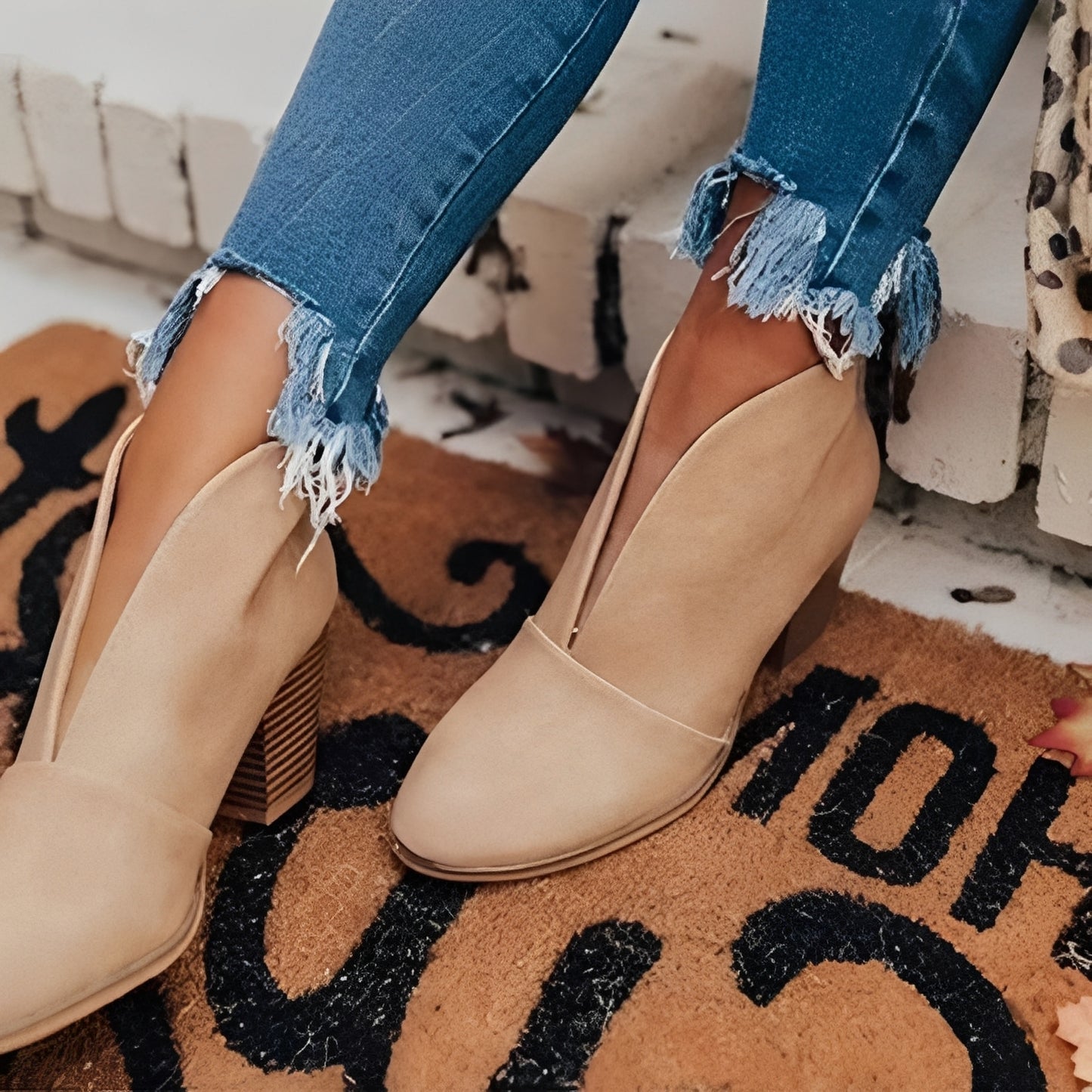 Almond Toe Ankle Boots for Women with V Cut Elastic Side Panel