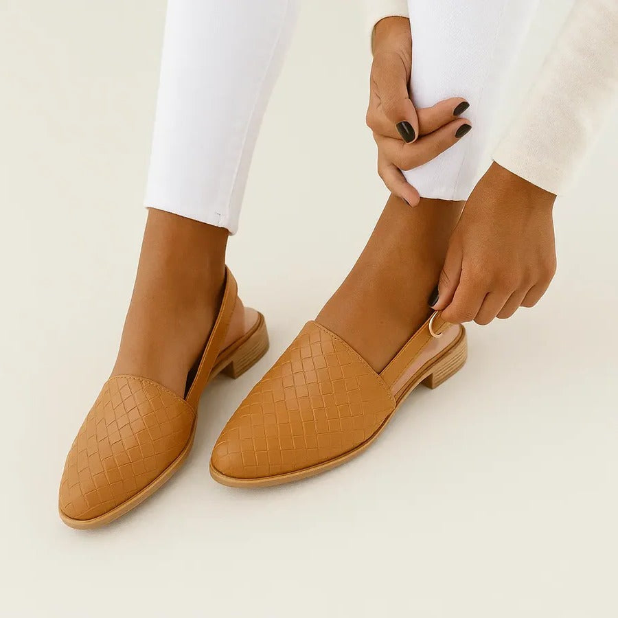 Woven Slingback Flats for Women with Cushioned Sole
