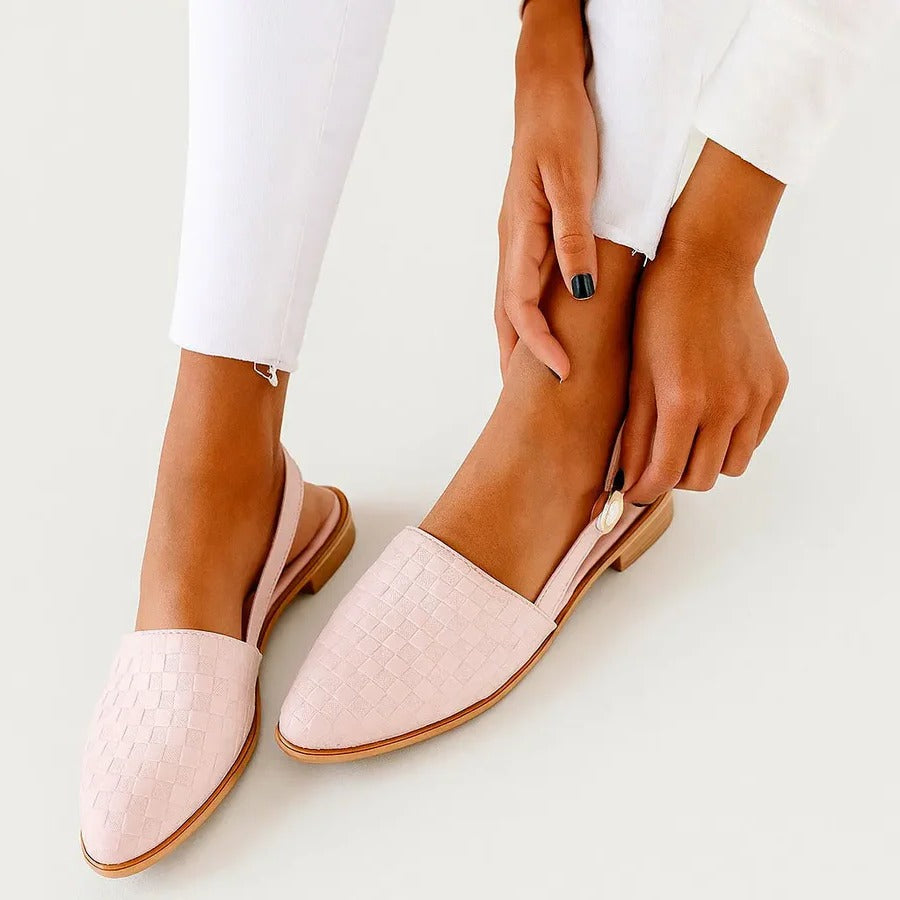 Woven Slingback Flats for Women with Cushioned Sole