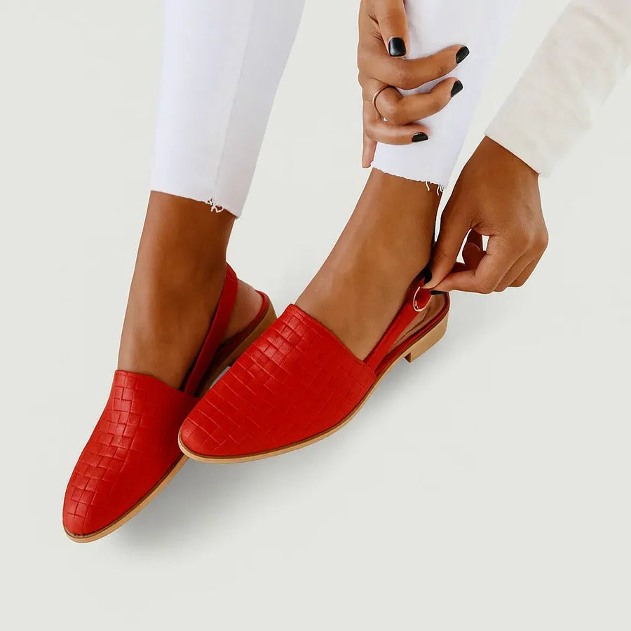Woven Slingback Flats for Women with Cushioned Sole