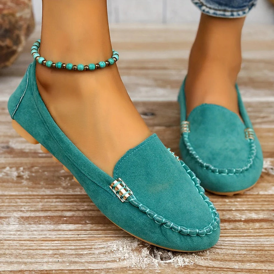 Womens PU Leather Slip On Moccasin Loafers