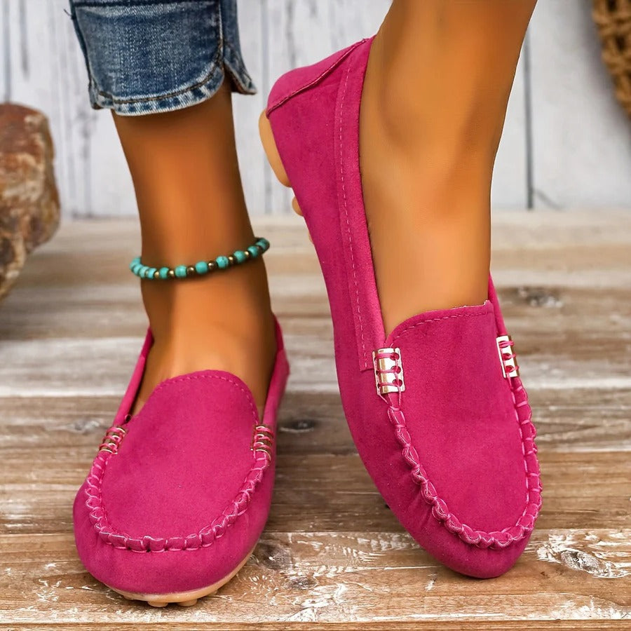 Womens PU Leather Slip On Moccasin Loafers
