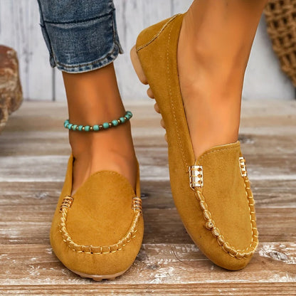 Womens PU Leather Slip On Moccasin Loafers