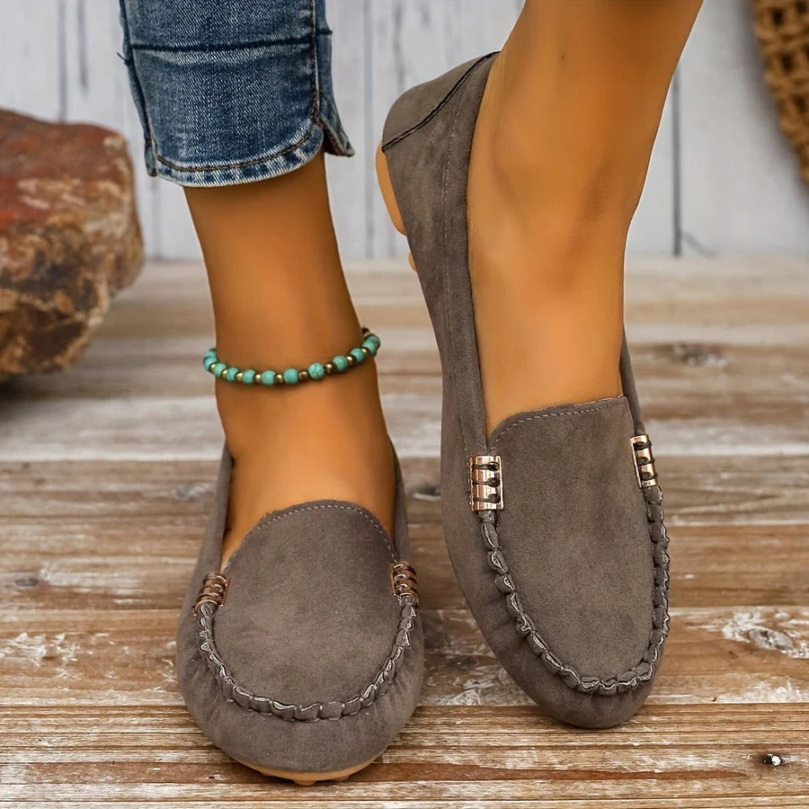 Womens PU Leather Slip On Moccasin Loafers