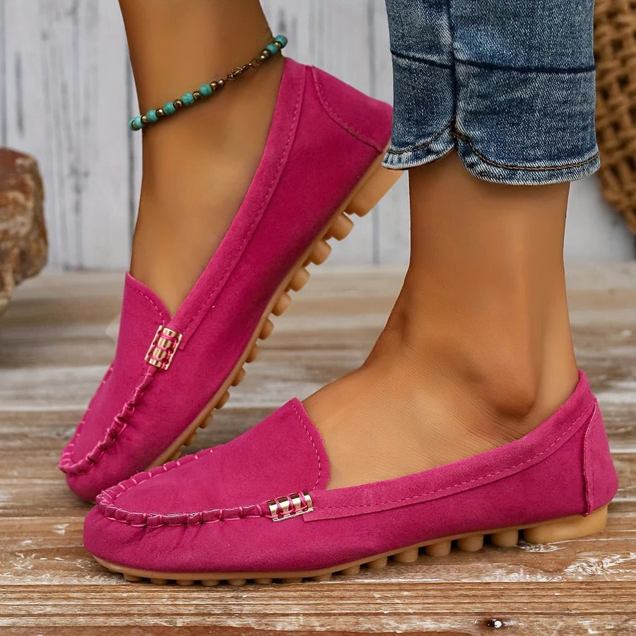 Womens PU Leather Slip On Moccasin Loafers