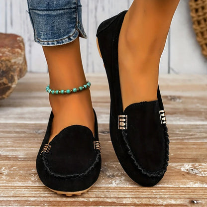 Womens PU Leather Slip On Moccasin Loafers