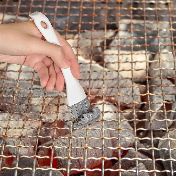 V Shape Grill Cleaning Brush with 3 Scraper for Grates and Racks