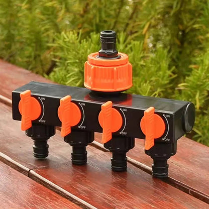 4 Way Garden Hose Splitter for Simultaneous Water Connection