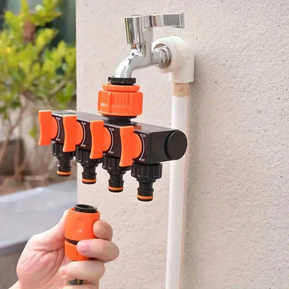 4 Way Garden Hose Splitter for Simultaneous Water Connection