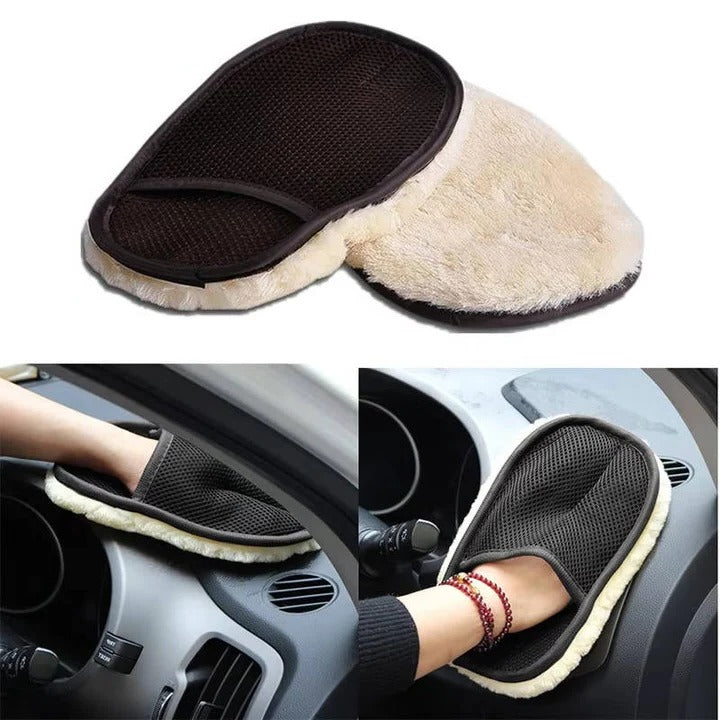 Dual Sided Microfiber Car Cleaning Cloth with Elastic Wristband