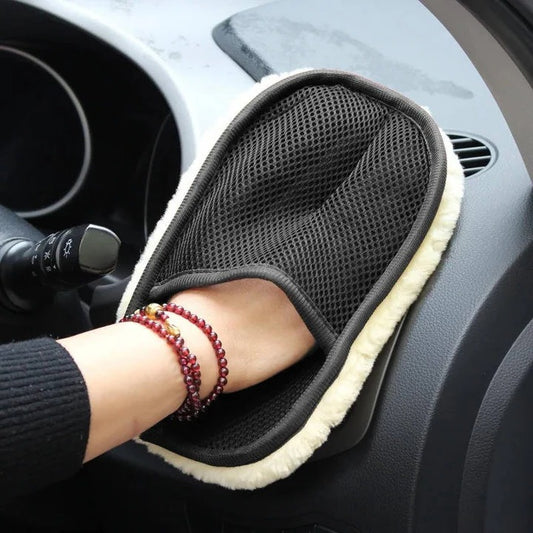 Dual Sided Microfiber Car Cleaning Cloth with Elastic Wristband