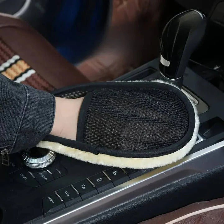 Dual Sided Microfiber Car Cleaning Cloth with Elastic Wristband