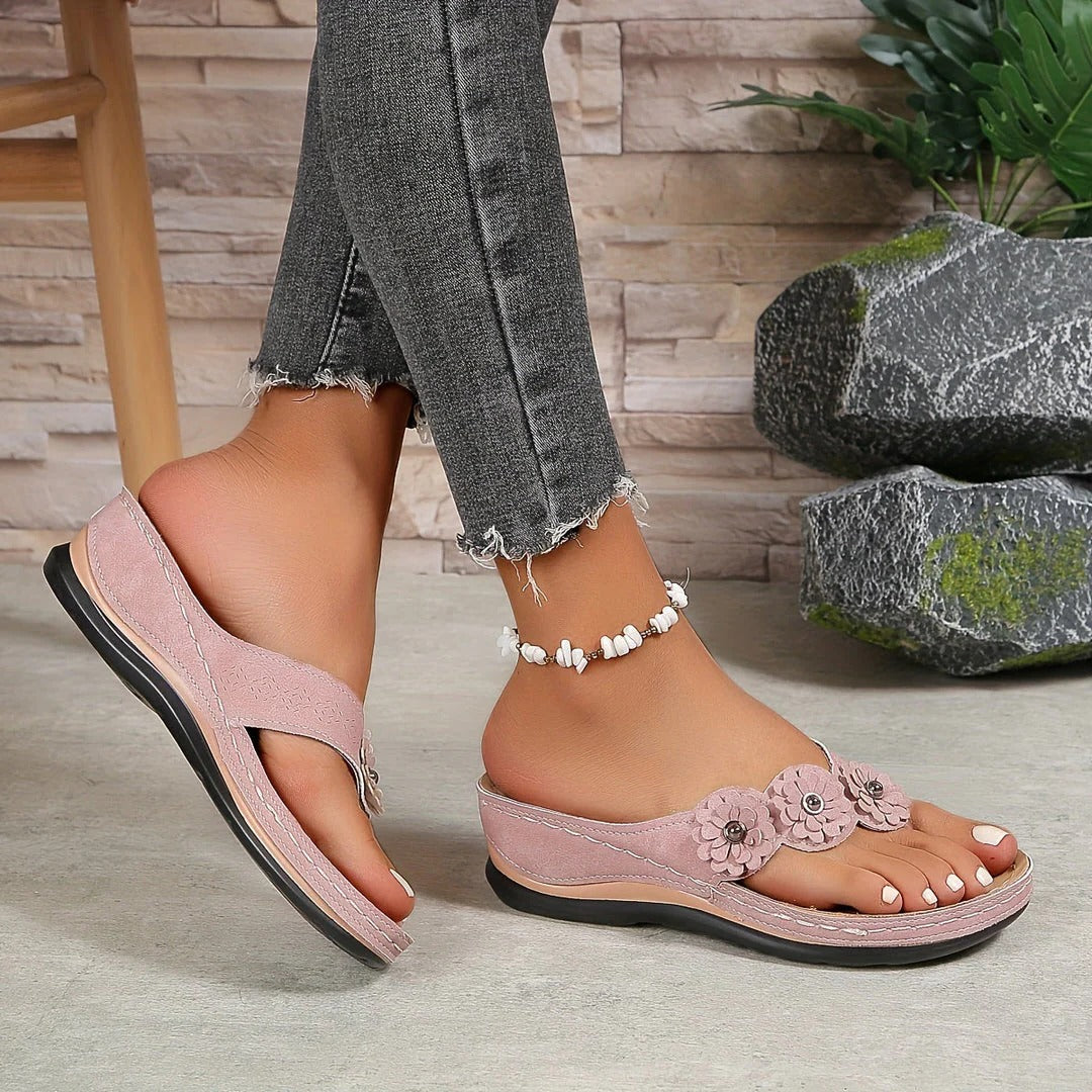 Contoured Footbed Sandals for Women with Adjustable Strap and Anti Slip Rubber Sole