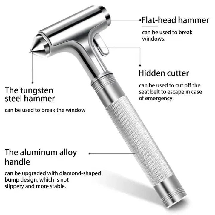 Car Emergency Escape Hammer with Seatbelt Cutter, Set of 3