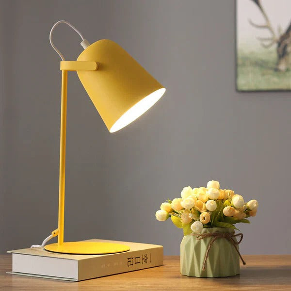 Nordic Iron Bucket Table Lamp with Macaron Color Design
