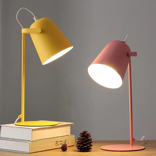 Nordic Iron Bucket Table Lamp with Macaron Color Design