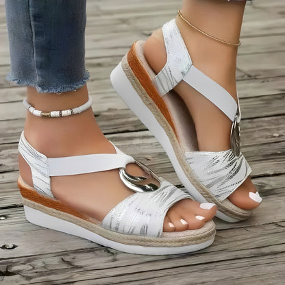 Womens Breathable Wedge Sandal with Arch Support and Slip-On Design