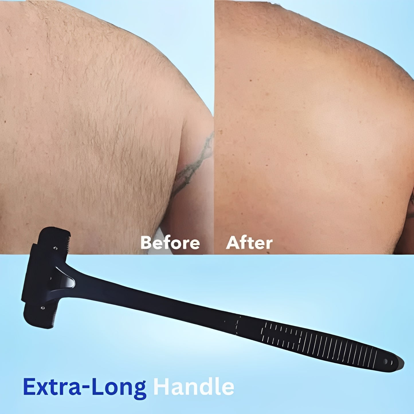 Mens Back Shaver with Extended Long Handle for Easy Reach