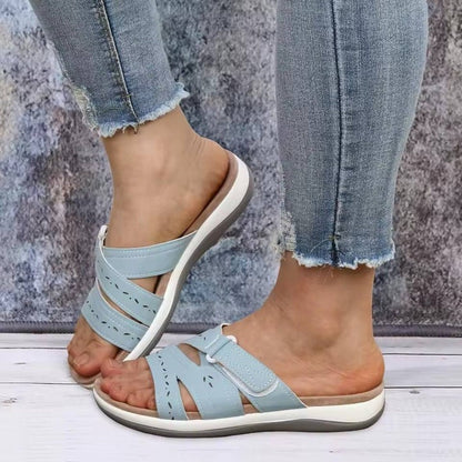 Womens Slip-On Sandals with Cushioned Footbed and Arch Support