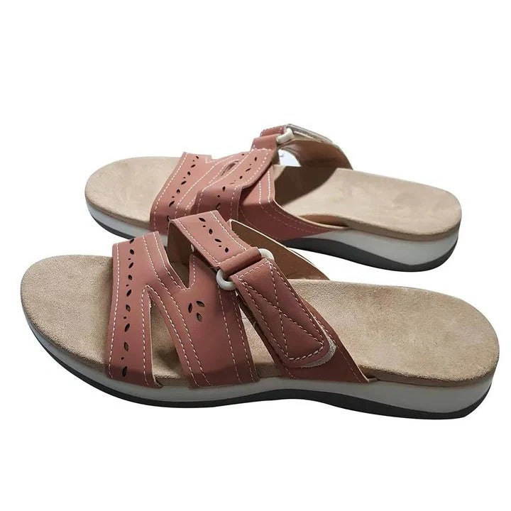 Womens Slip-On Sandals with Cushioned Footbed and Arch Support