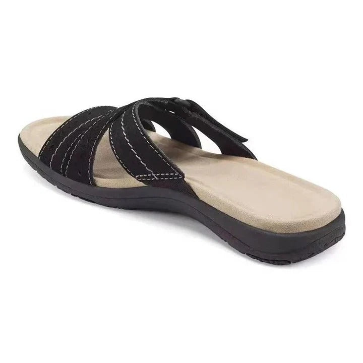 Womens Slip-On Sandals with Cushioned Footbed and Arch Support