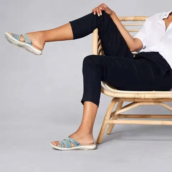 Womens Slip-On Sandals with Cushioned Footbed and Arch Support