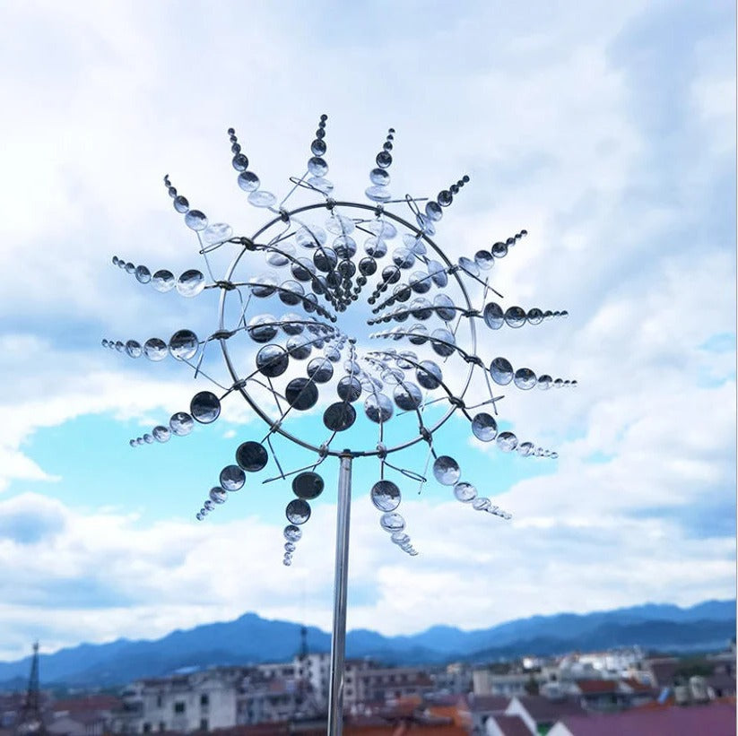 Spinning Metal Windmill with Decorative Garden Design