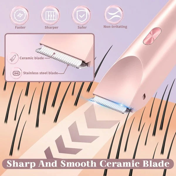 Womens Rechargeable Body Shaver with Bikini Line Trimmer Attachment