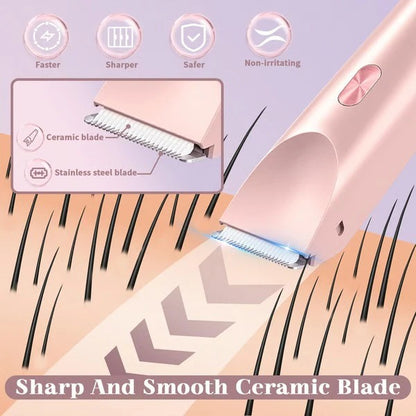 Womens Rechargeable Body Shaver with Bikini Line Trimmer Attachment