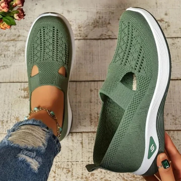 Womens Breathable Mesh Walking Sneakers with Cushioned Sole